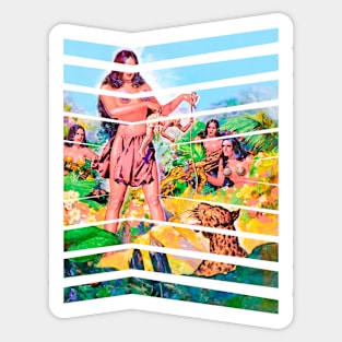 powerful native women and hungry tiger Sticker